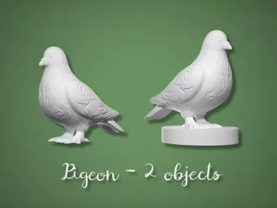 Pigeon Miniature  Dollhouse Garden Bird 2 Versions Free 3D print model