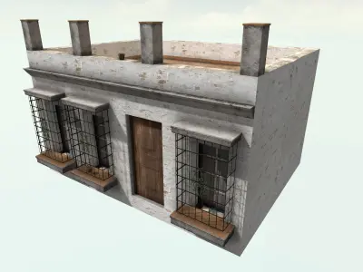 Old High-Quality 3D Colonial House Low-poly 3D model get