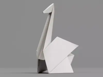 Paper Swan Low-poly 3D model