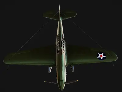 Curtiss P-40 Warhawk Low-poly 3D model