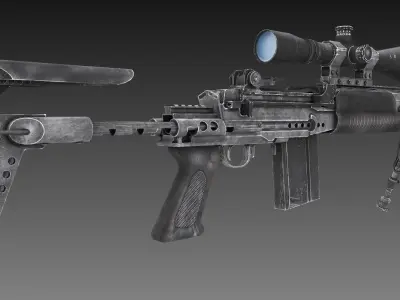 M2010 Enhanced Sniper Rifle  Low-poly 3D model
