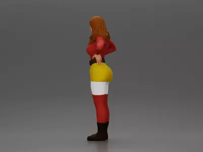 Confident female character standing with hands on her waist 3D print model