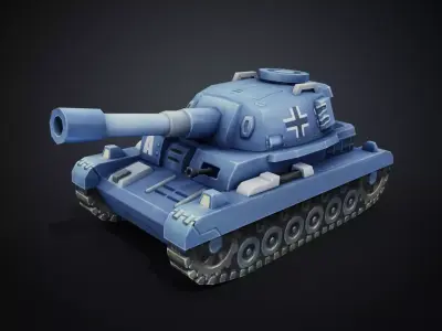 Hand-painted Q-version Tiger Tank 3D Model Low-poly 3D model