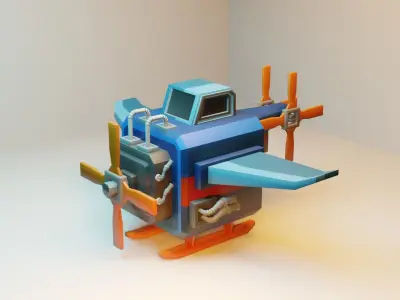 Propeller Cube Plane Fantasy  Low-poly 3D model