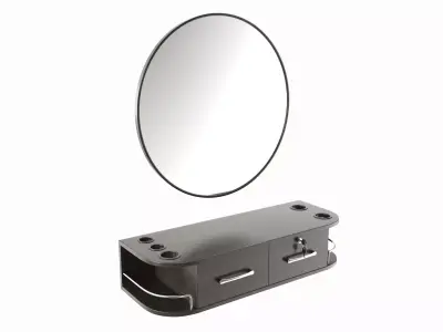 Hairdresser Wall-mounted Desk with Mirror 3D model
