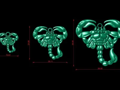 Scorpion Pendant 3D Model 3 Sizes for Jewelry Printing CNC Free 3D print model