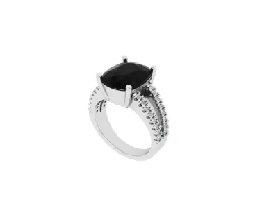Cushion Solitaire Engagement Ring 3D print model order