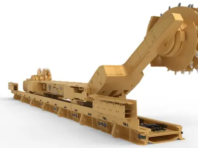 Longwall Mining Coal Shearer Loader 3D model