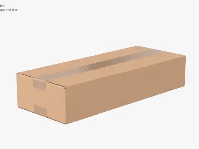 Cardboard Box 50x20x10 Closed 3D model