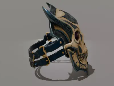 DVL3DStudio Skull Face Shield Low Poly Dark Tactical Game Ready Low-poly 3D model
