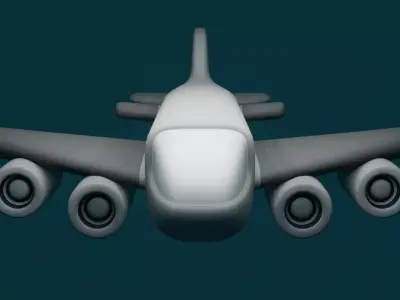 Low Mid Poly Game Ready Cartoon Style Plane Low-poly 3D model