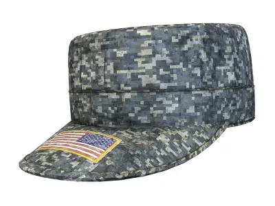 US Army Patrol Cap Digital Camouflage Hat Low-poly 3D model