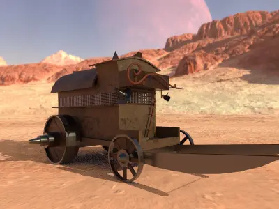 Horse Cart 3D Model Low-poly 3D model