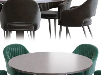Deephouse  chair and Massimo Wood Top Dining Table 3D model