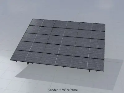 Solar module version 2 width 7260mm tilt angle 15 degrees Low-poly 3D model