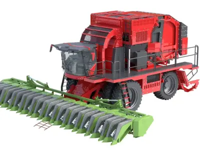 Cotton Picker Harvester Low-poly 3D model
