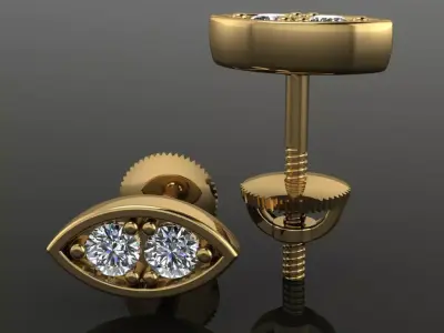 Marquise Stud Diamond Earring 3D print model