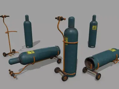 gas cylinder Low-poly 3D model 8