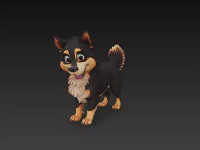 Dog Realistic 3D Model Basic - Low Poly Realistic  Low-poly 3D model