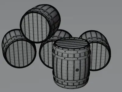 Old Wooden Barrel Low-poly 3D model Low-poly 3D model purchase