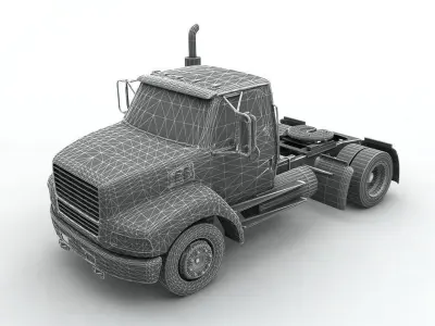 Semi Truck Tractor 2 Axle 3D model