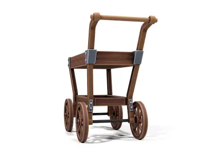 Wooden Cart 01 PBR Low-poly 3D model