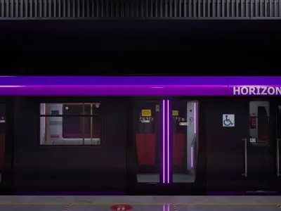 Subway Train Royal Purple Low-poly 3D model