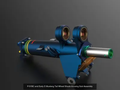 P-51D Mustang TW Shock Cyl Steering Declutch and Mount Brkts 3D Model Pack