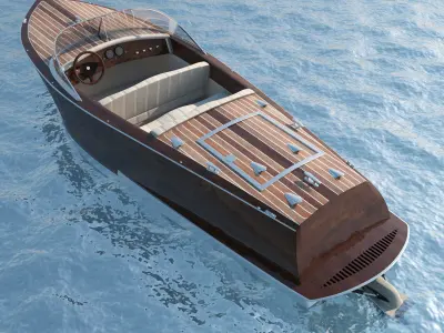 Speedboat wooden motor boat 3D model