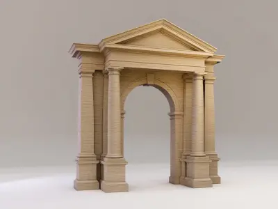 Tuscan Rusticated  Gate and Porch  Tuscan column on Gibbs 3D model