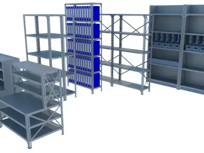 Steel shelving system for archive and storage 3D model