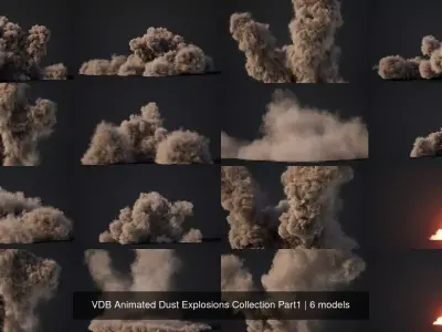 VDB Animated Dust Explosions Collection Part1 3D Model Pack