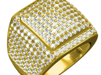 Antique Pave Set Diamond Hip Hop Ring for Men 3D print model