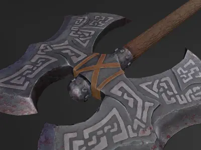 battle axe Low-poly 3D model 38