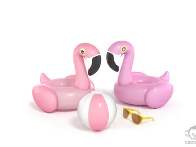 Pink Flamingo Pool Float 3D model