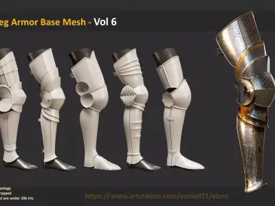 30 Leg Armor Base Mesh - Vol 6 Low-poly 3D model