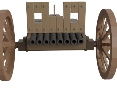  cannon in century 15 th Free 3D model