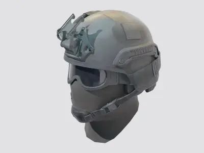 Military helmet with mask  3D model