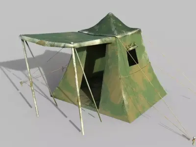 Tent Camp Military Low-poly 3D model
