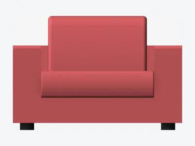 Seat - Sofa - Simplicity - Comfort - Single Low-poly 3D model