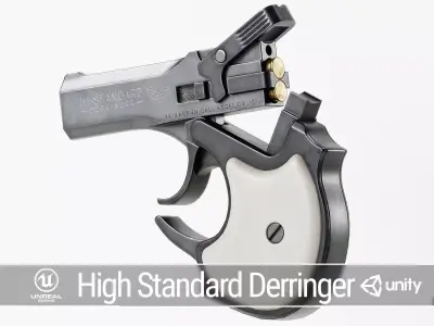 PBR High Standard Derringer Low-poly 3D model