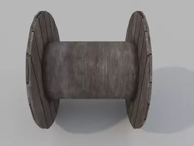 Wooden Cable Reel PBR  Low-poly 3D model