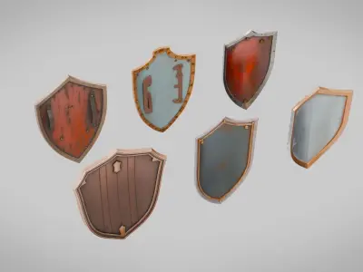 Shields Pack Collection Low-poly 3D model