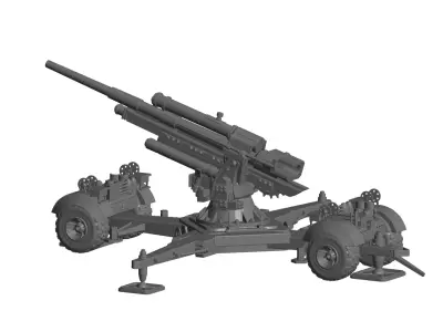 German 88 mm anti aircraft and anti tank artillery gun 3D model