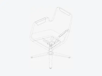 Furniture - Chair - Contemporary - Low - Swivel - Star Glides Low-poly 3D model