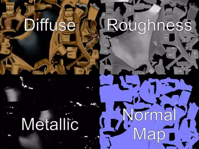 Tactical Vest Model Pack with Multiple Pouches Low-poly 3D model