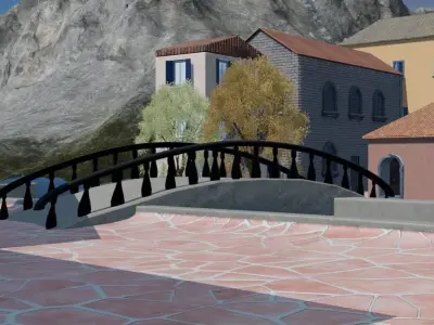 Venetian River Scene 3D model
