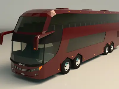 Low Poly Coach Bus 03 Low-poly 3D model