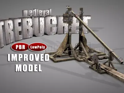 Medieval Trebuchet Catapult Low-poly 3D model