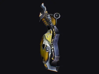 Shield Massive Great Large Heavy Armor Protection Golden Low-poly 3D model